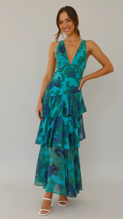 Women's Floral Maxi Sundress V-Neck