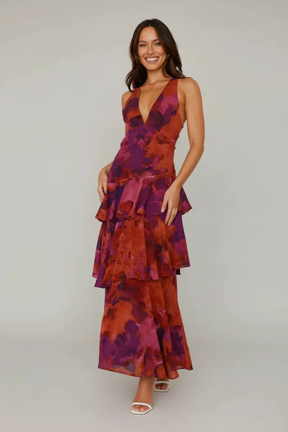 Women's Floral Maxi Sundress V-Neck