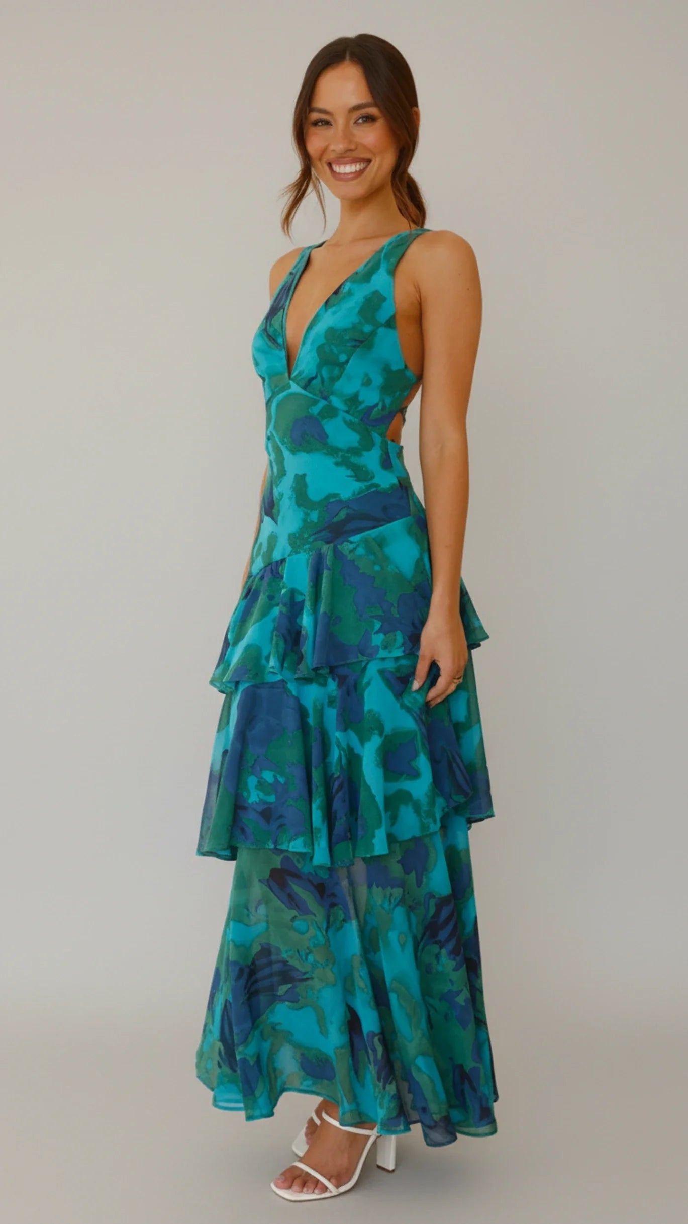 Women's Floral Maxi Sundress V-Neck
