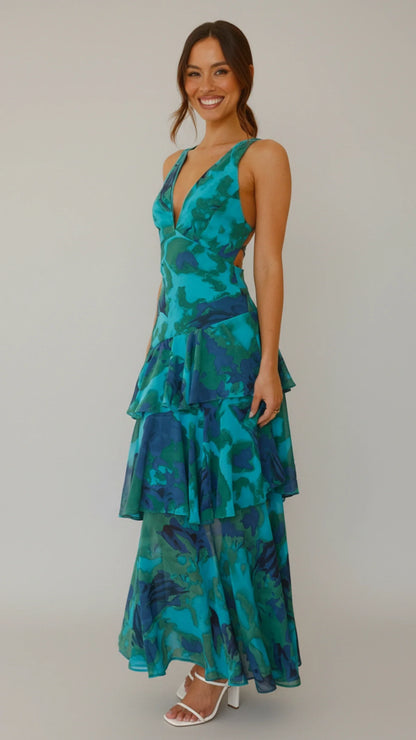 Women's Floral Maxi Sundress V-Neck
