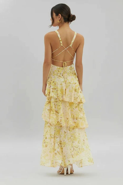 Women's Floral Maxi Sundress V-Neck