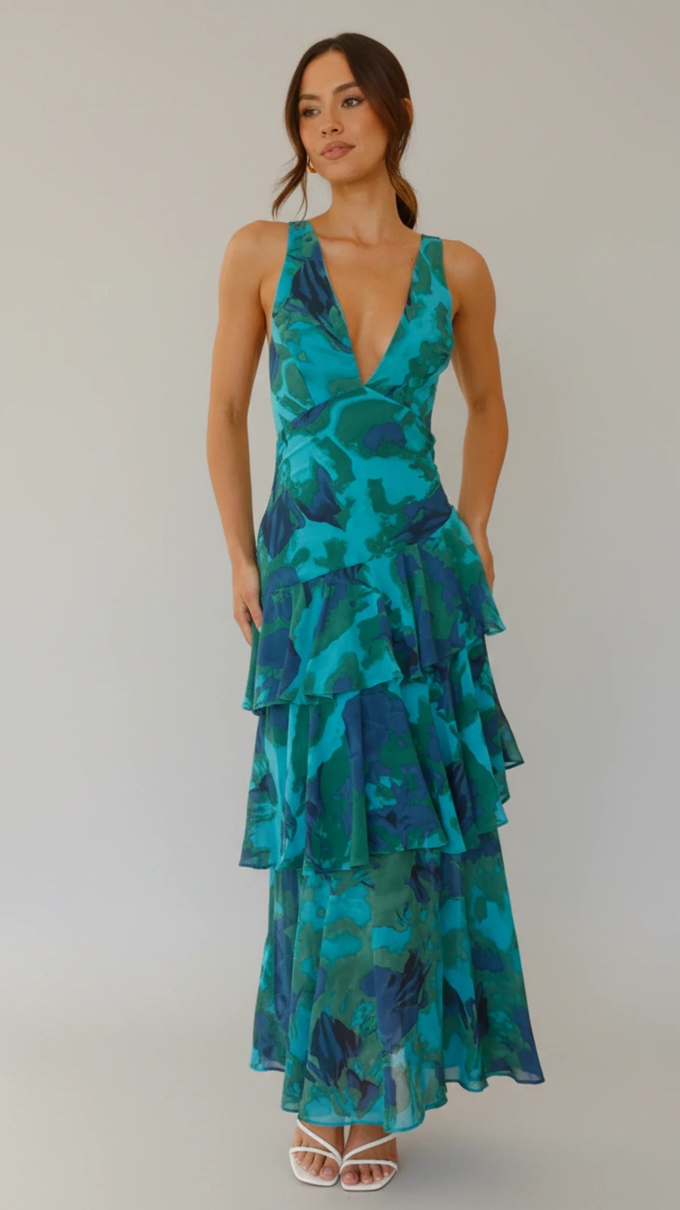 Women's Floral Maxi Sundress V-Neck - Fashinoza
