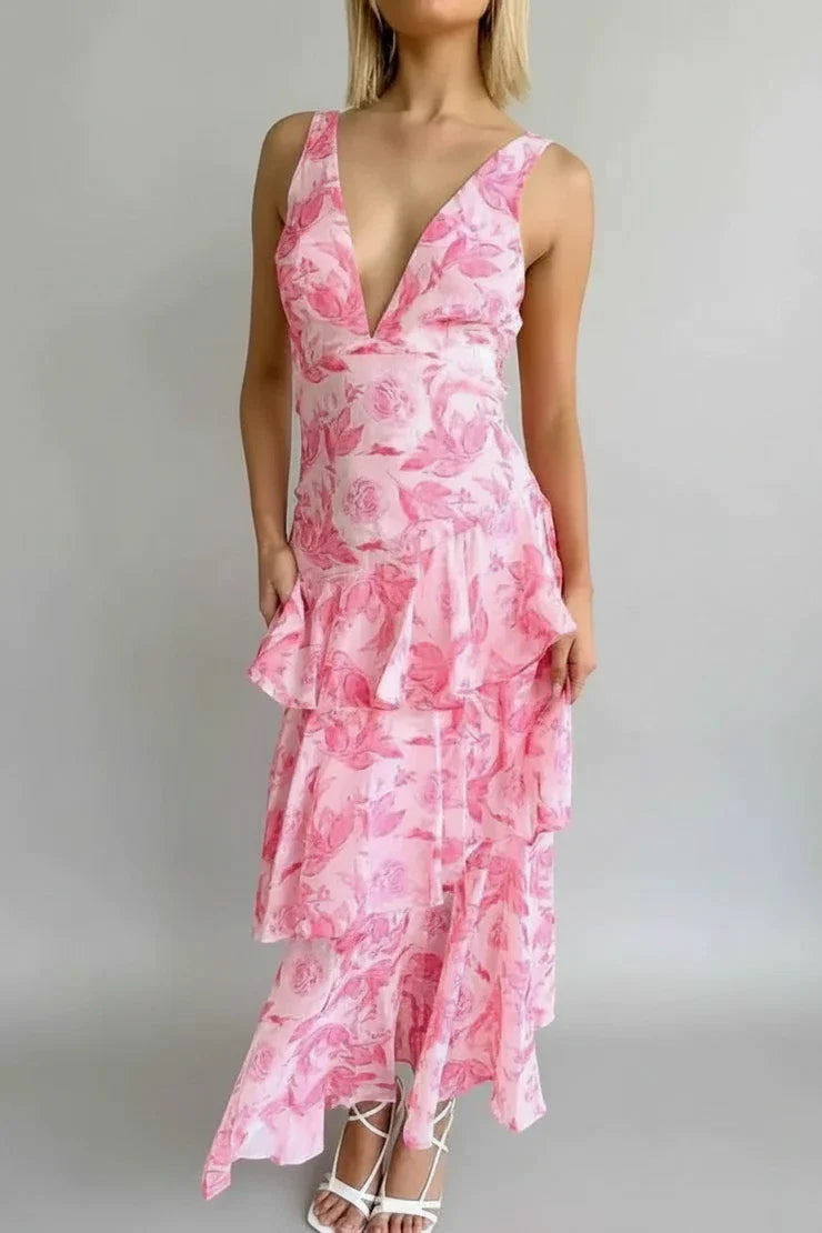 Women's Floral Maxi Sundress V-Neck