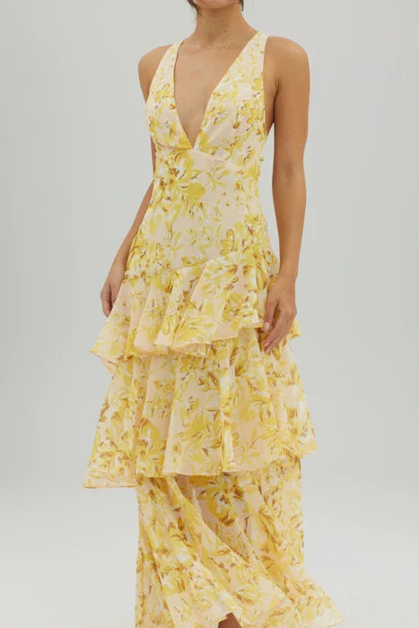 Women's Floral Maxi Sundress V-Neck