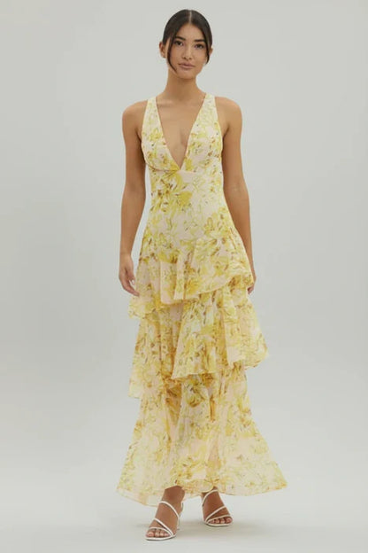 Women's Floral Maxi Sundress V-Neck