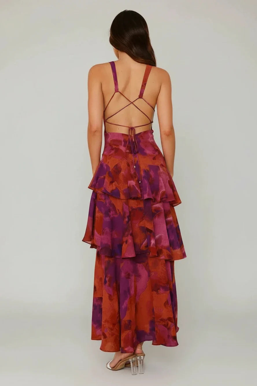 Women's Floral Maxi Sundress V-Neck