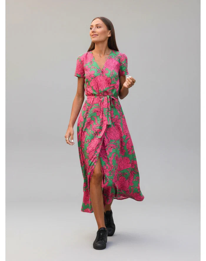 Women's Floral Midi Wrap Dress