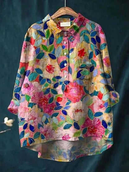 Maya | Women Floral Button Front Pocket Blouse