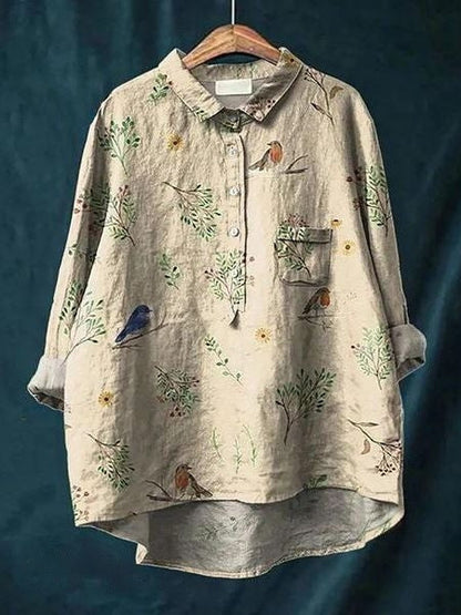 Maya | Women Floral Button Front Pocket Blouse