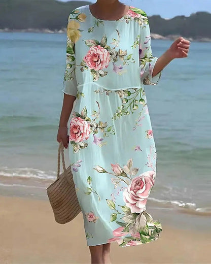 Women's Floral Dress Elegant Fit - 
Fashinoza