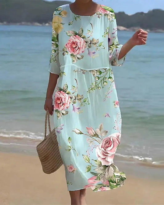 Women's Floral Dress Elegant Fit - 
Fashinoza