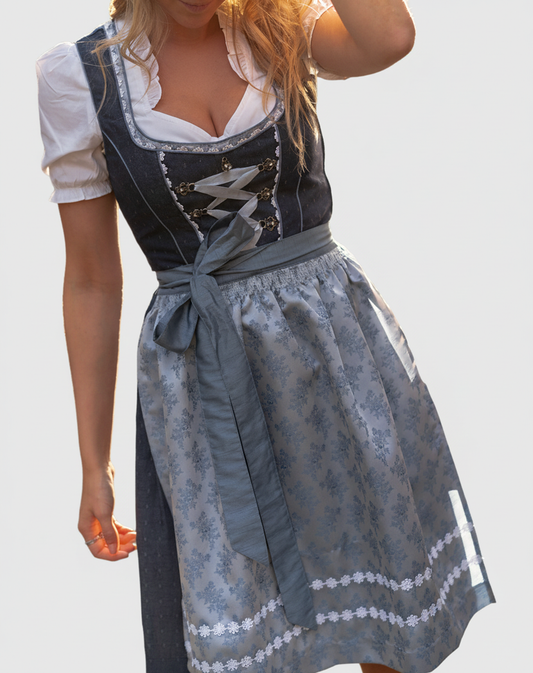 Women's Floral Lace-Up Midi Dirndl Dress - Fashinoza