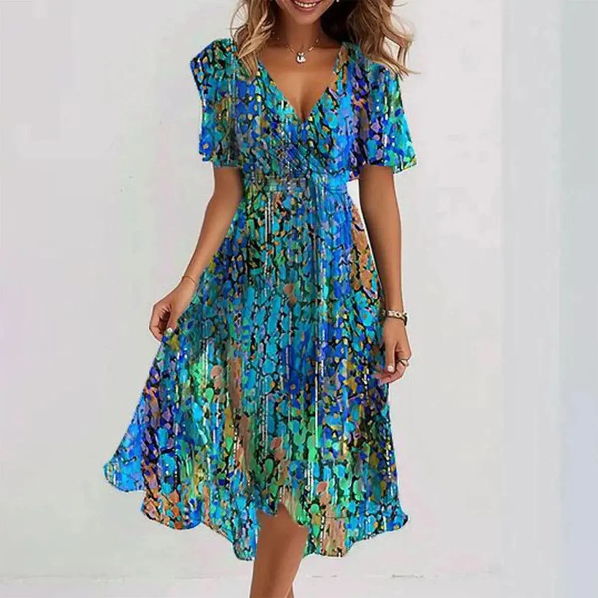 Floral Midi Dress for Women – Effortless Elegance & Flowing Fit for Summer Events 1