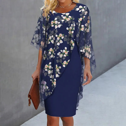 Women's Floral Overlay Dress Elegant Wedding Guest - 
Fashinoza