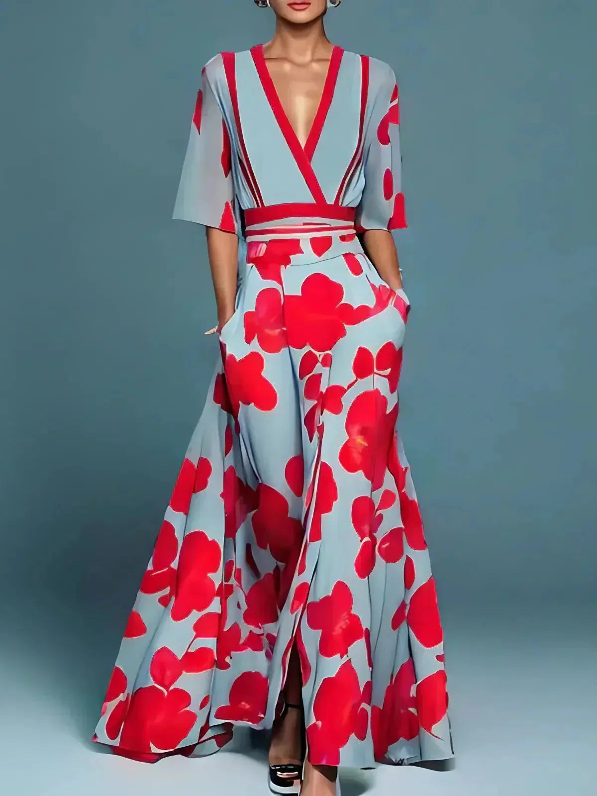 Women's Floral Maxi Dress Elegant Style - 
Fashinoza