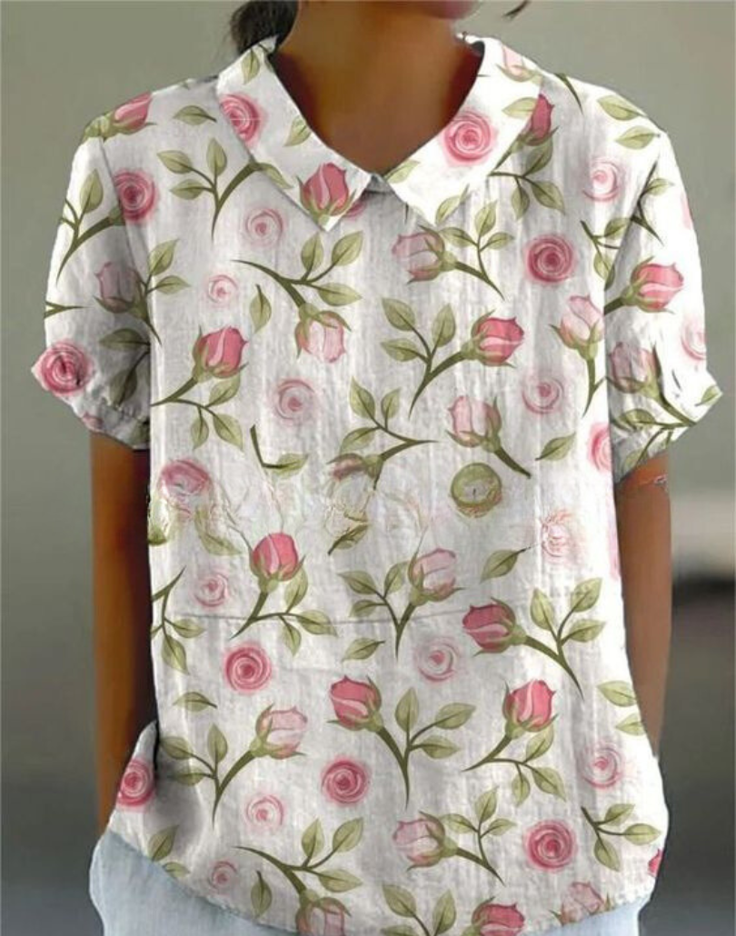 Women's Floral Blouse Short Sleeves