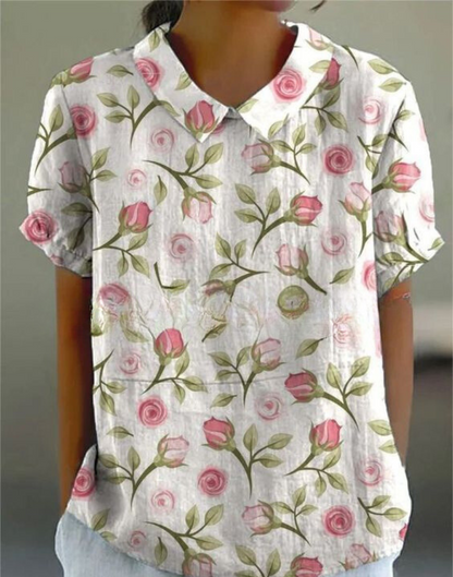 Women's Floral Blouse Short Sleeves