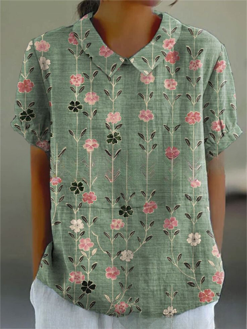 Women's Floral Blouse Short Sleeves