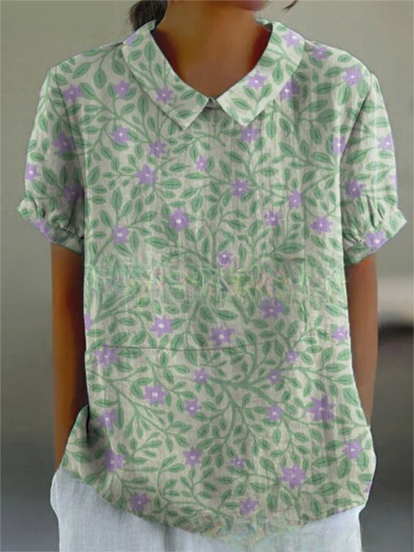 Stephanie - Collared Short Sleeve Blouse