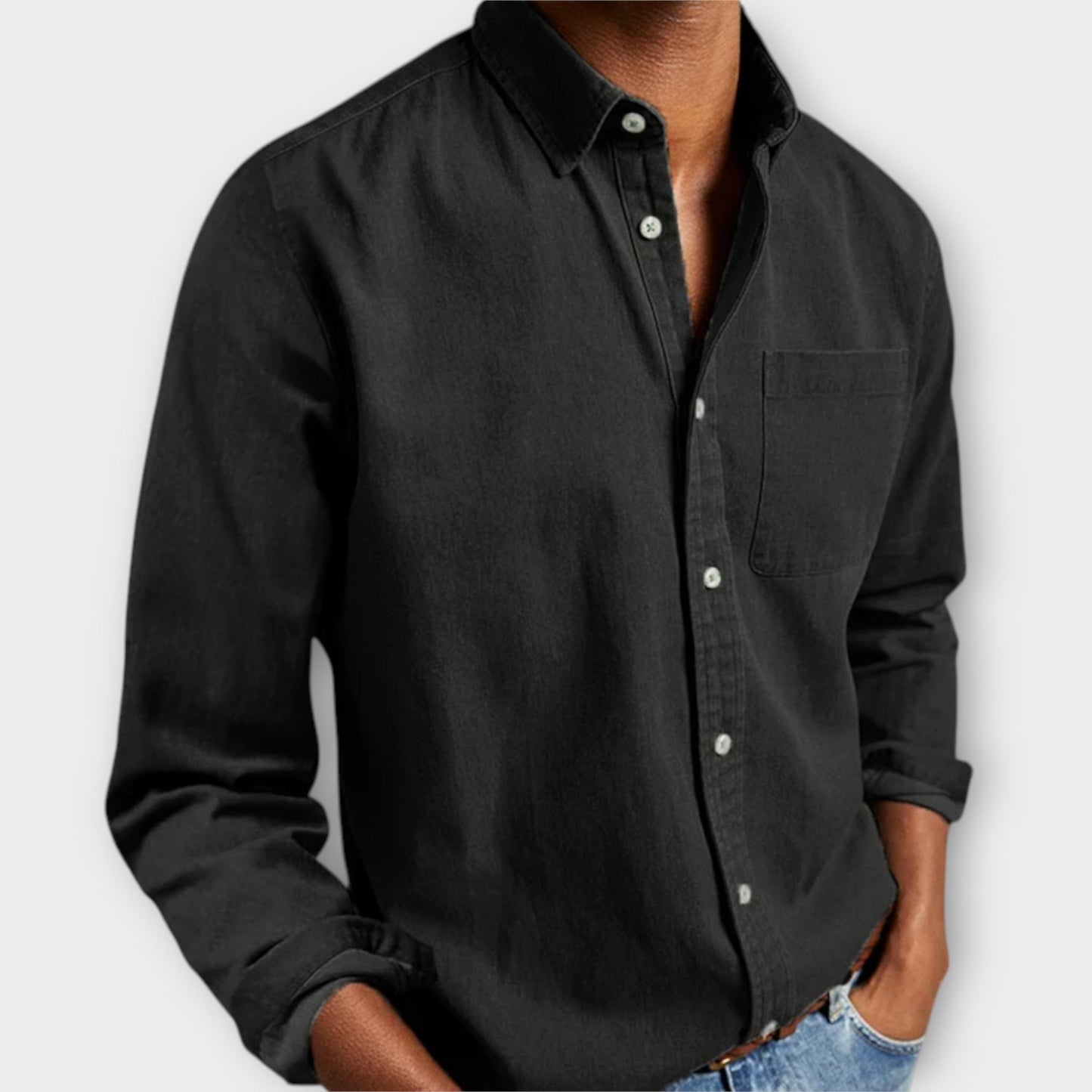 Men's Long Sleeve Dress Shirt With Chest Pocket