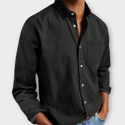 Men's Long Sleeve Button Front Shirt Cotton