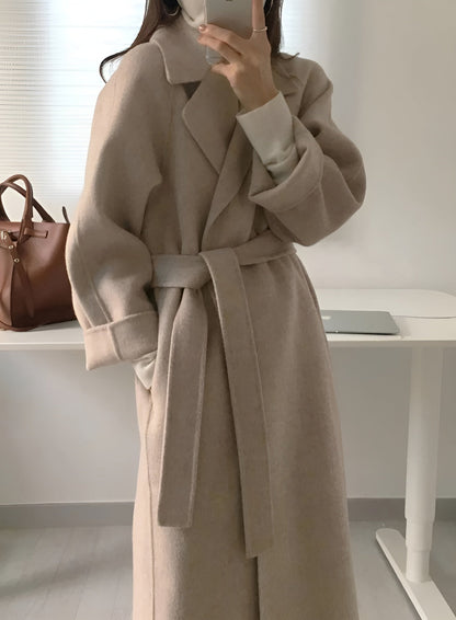 Elegant Long Belted Winter Wrap Coat