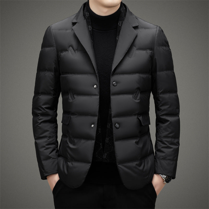 Men's Down Jacket Insulated Winter Coat Black - Fashinoza