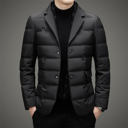 Men's Down Jacket Insulated Winter Coat Black - Fashinoza