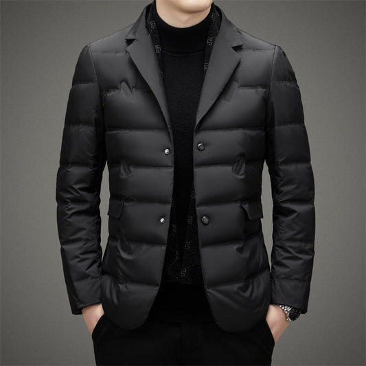 Men's Down Jacket Insulated Winter Coat Black - Fashinoza