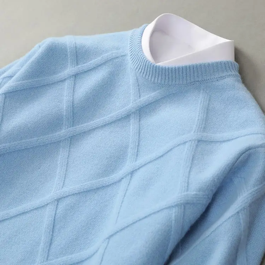 Men's Crew Neck Sweater Diamond Pattern - Fashinoza