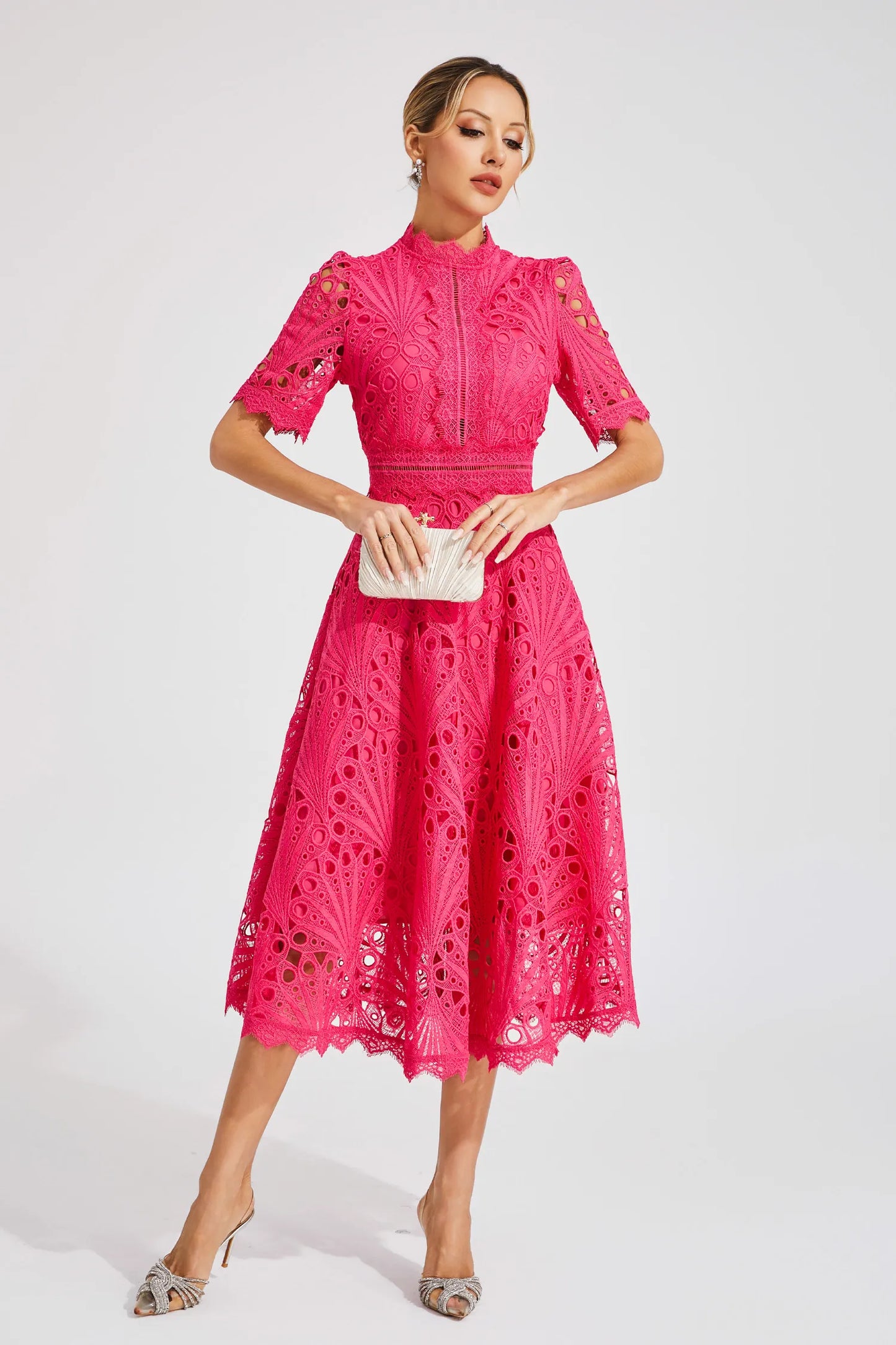 Women's Elegant Lace Midi Dress