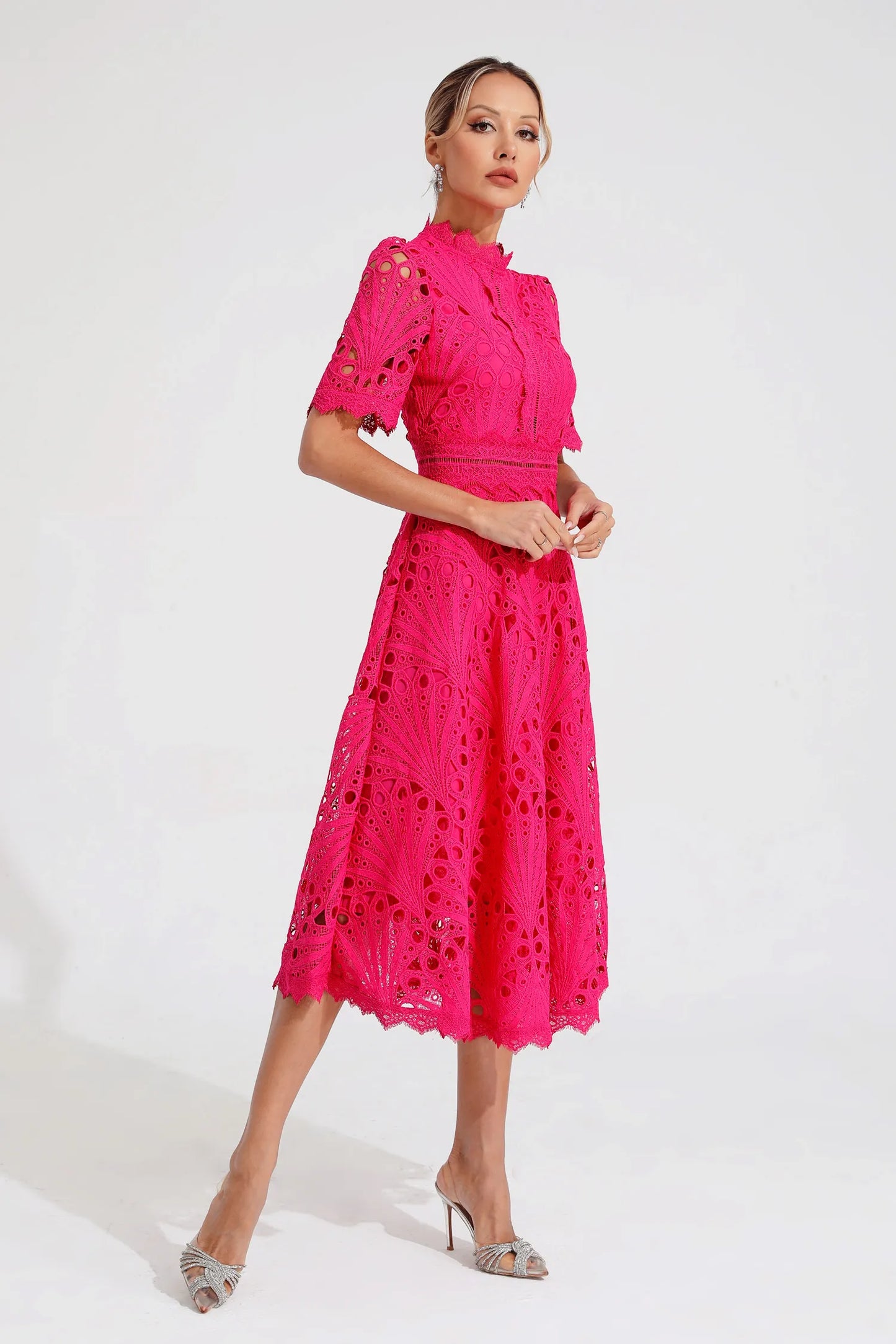 Women's Elegant Lace Midi Dress