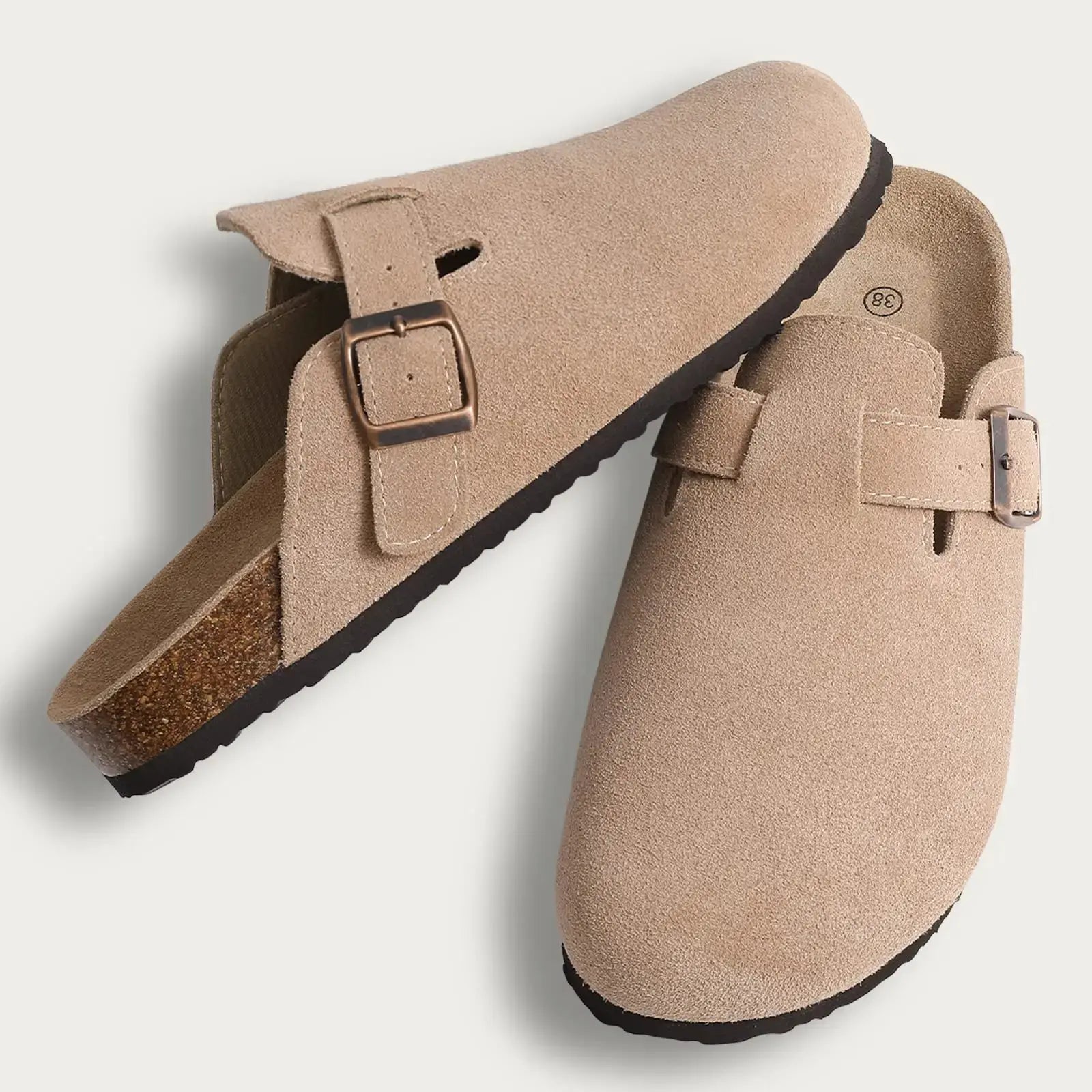 Fur-Lined Suede Clogs for Women – Cozy & Adjustable Comfort