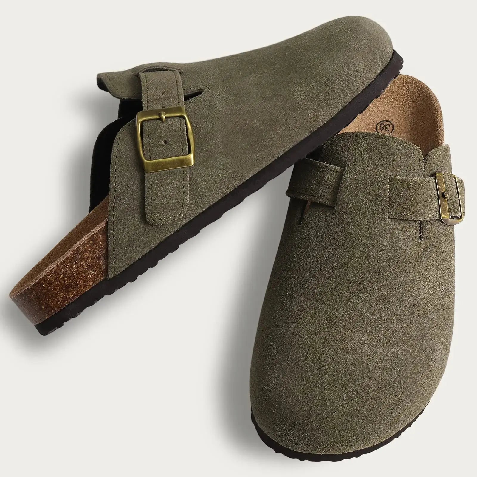 Fur-Lined Suede Clogs for Women – Cozy & Adjustable Comfort