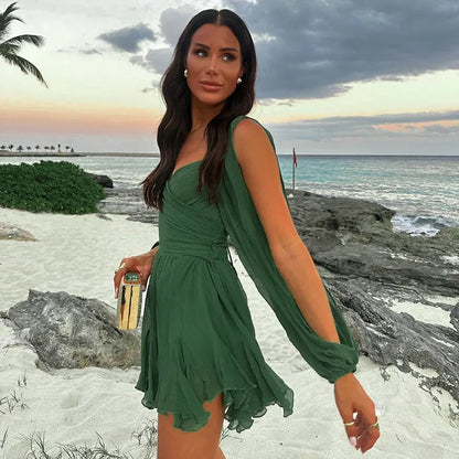 Women's Mini Dress Sweetheart Neckline Ruffle Hem