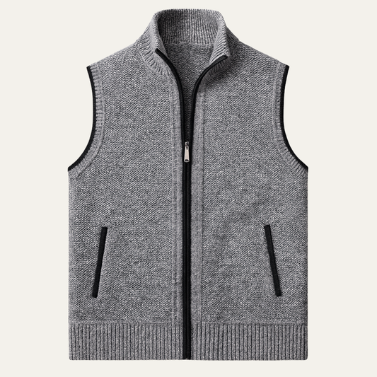 Men's Knit Zip Up Vest Business Casual - Fashinoza