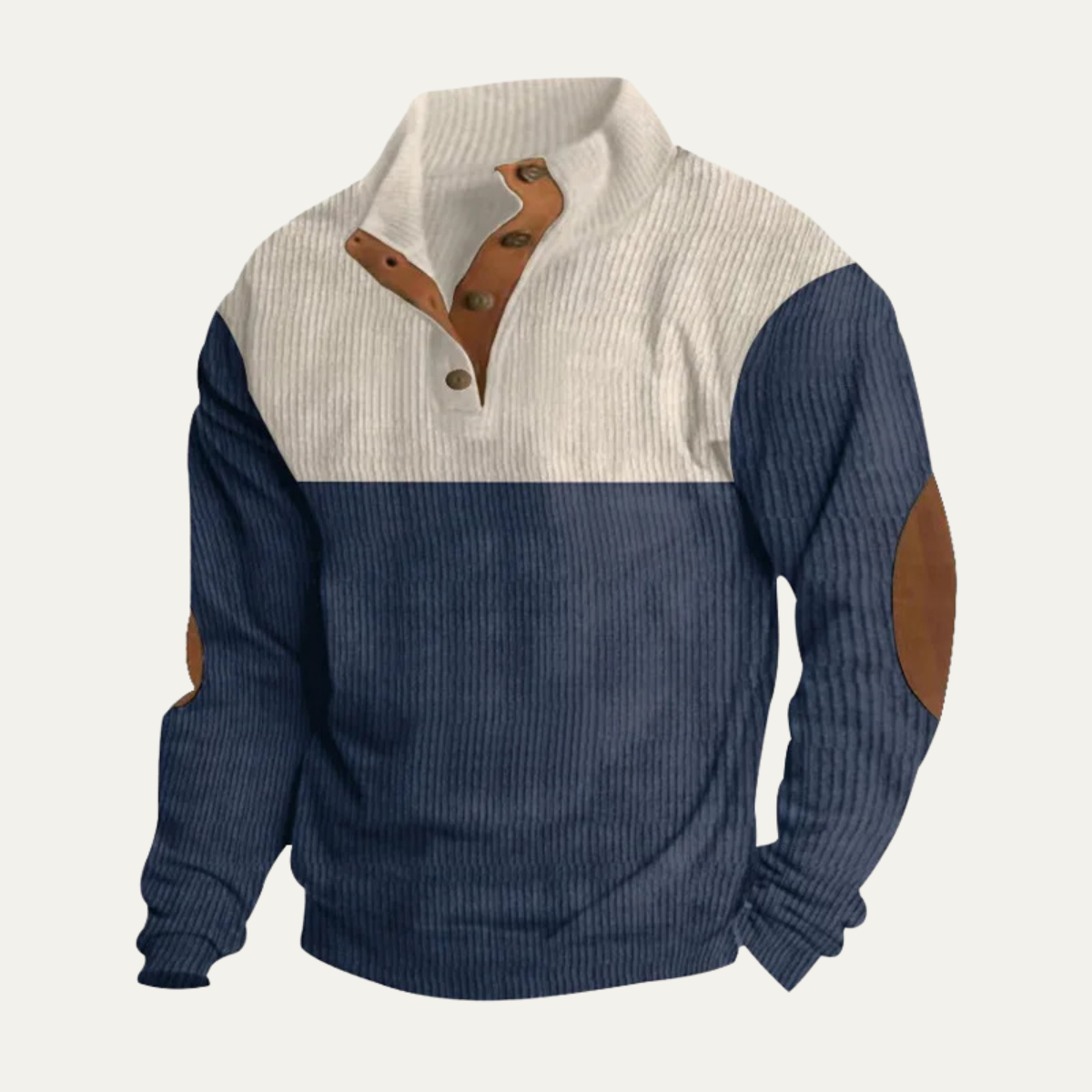 Men's Corduroy Sweater Elbow Patches Two Tone