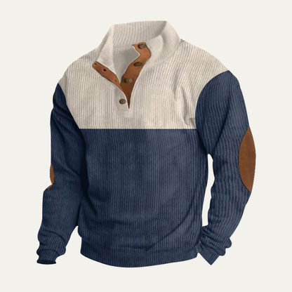 Men's Corduroy Sweater Elbow Patches Two Tone