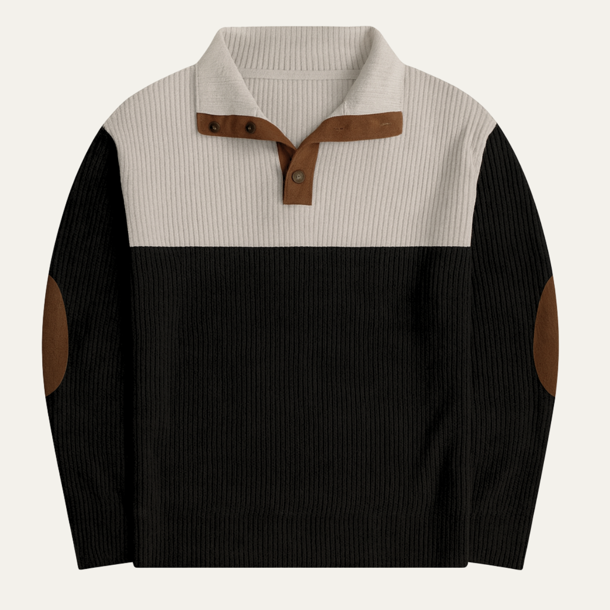 Men's Corduroy Sweater Elbow Patches Two Tone - Fashinoza