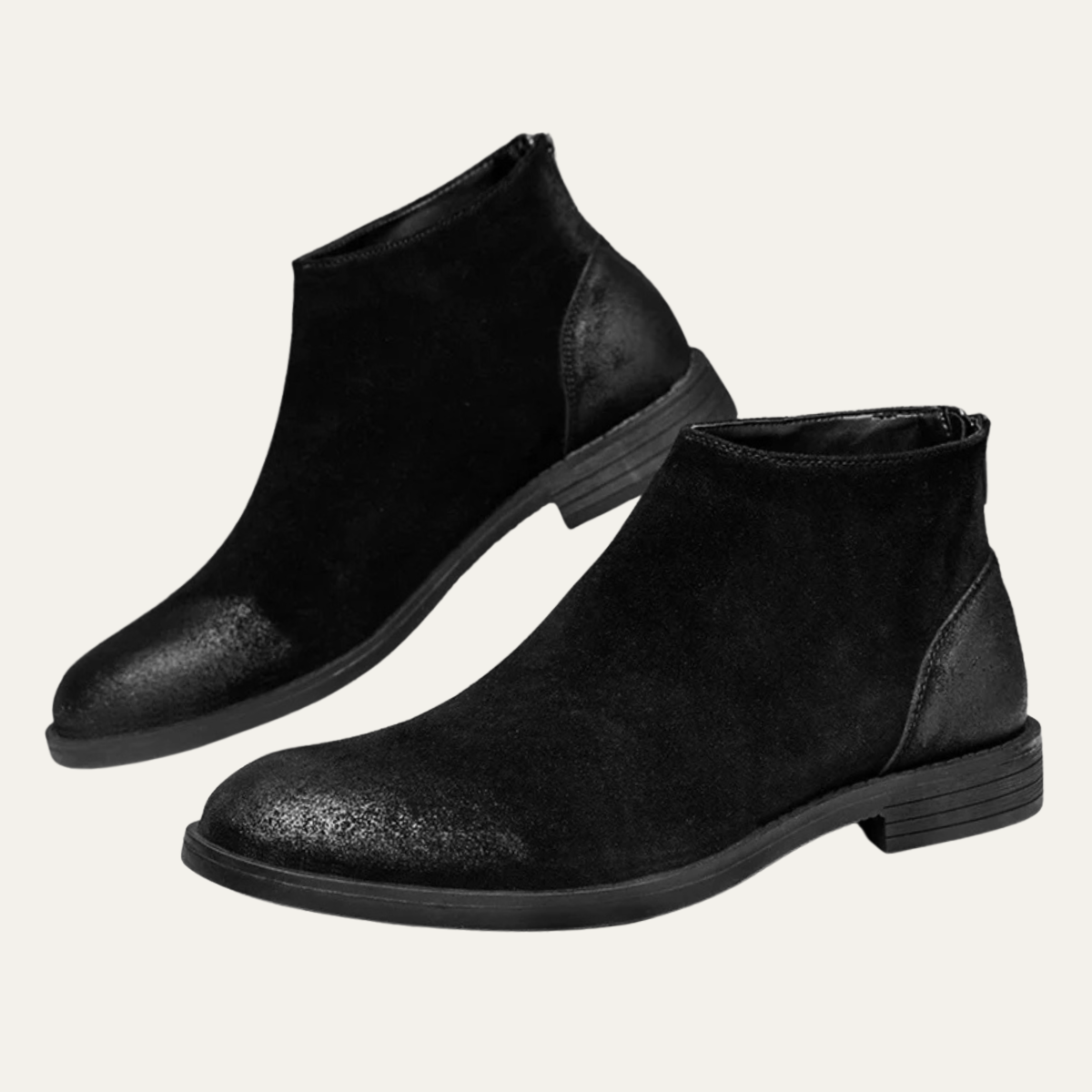 Men's Leather Suede Chelsea Boots Zipper Brown - Fashinoza
