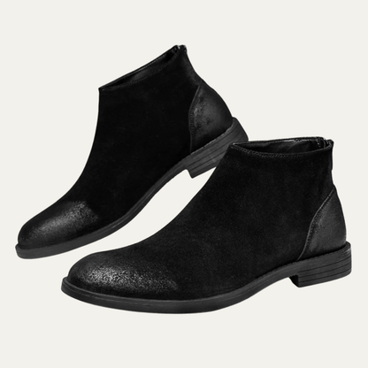 Men's Leather Suede Chelsea Boots Zipper Brown - Fashinoza