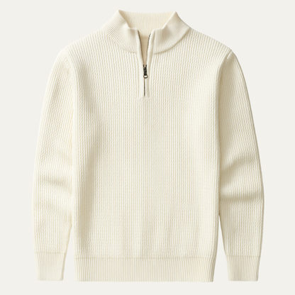 Men's Half Zip Knitted Sweater Ribbed Pullover - Fashinoza