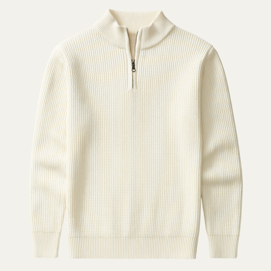 Men's Half Zip Knitted Sweater Ribbed Pullover - Fashinoza