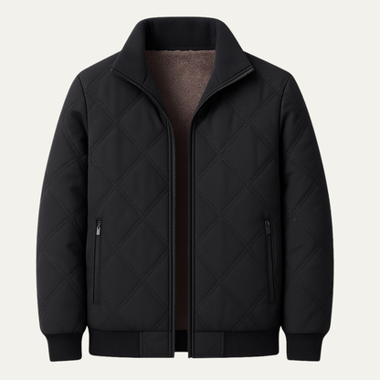 Men's Quilted Fleece Jacket Padded Zip Up
