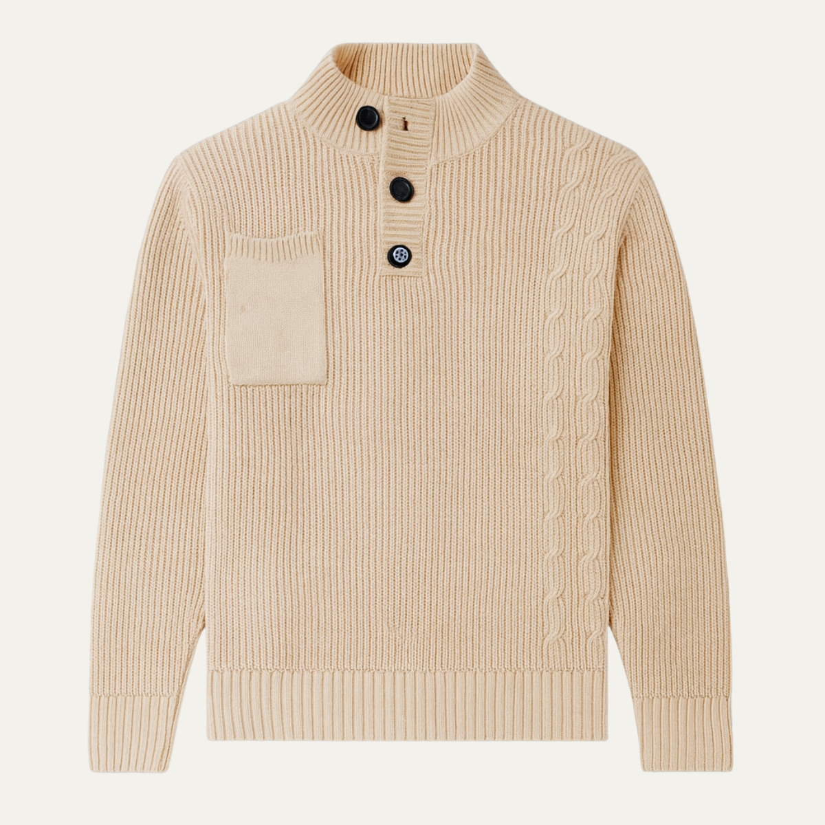 Men's Winter Knitted Sweater Button Front - Fashinoza