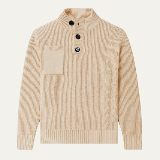 Men's Winter Knitted Sweater Button Front - Fashinoza
