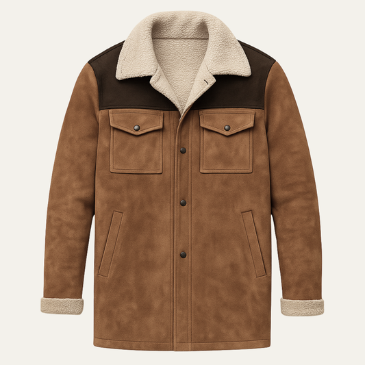 Men's Shearling Lined Winter Jacket - Fashinoza