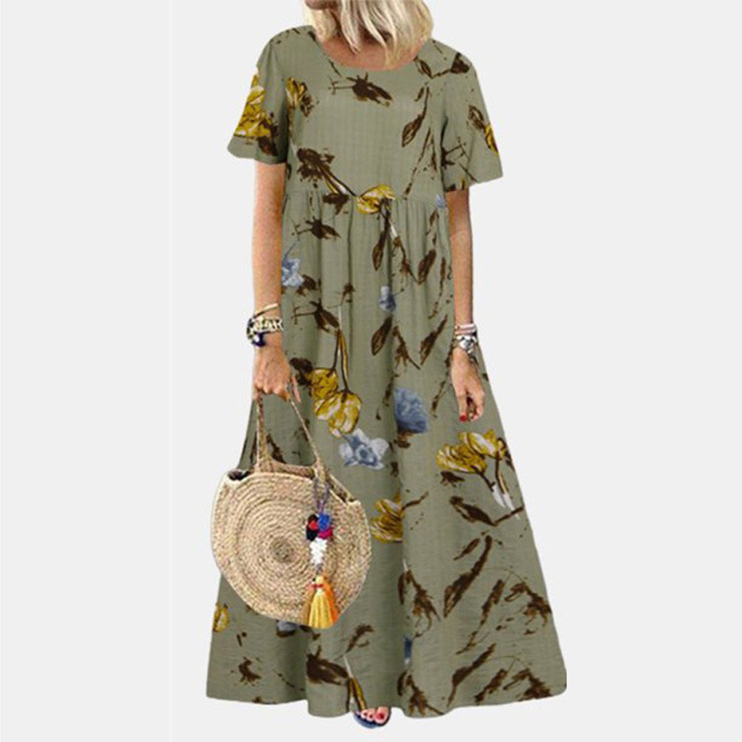 Women's A-Line Maxi Dress Cotton Pockets