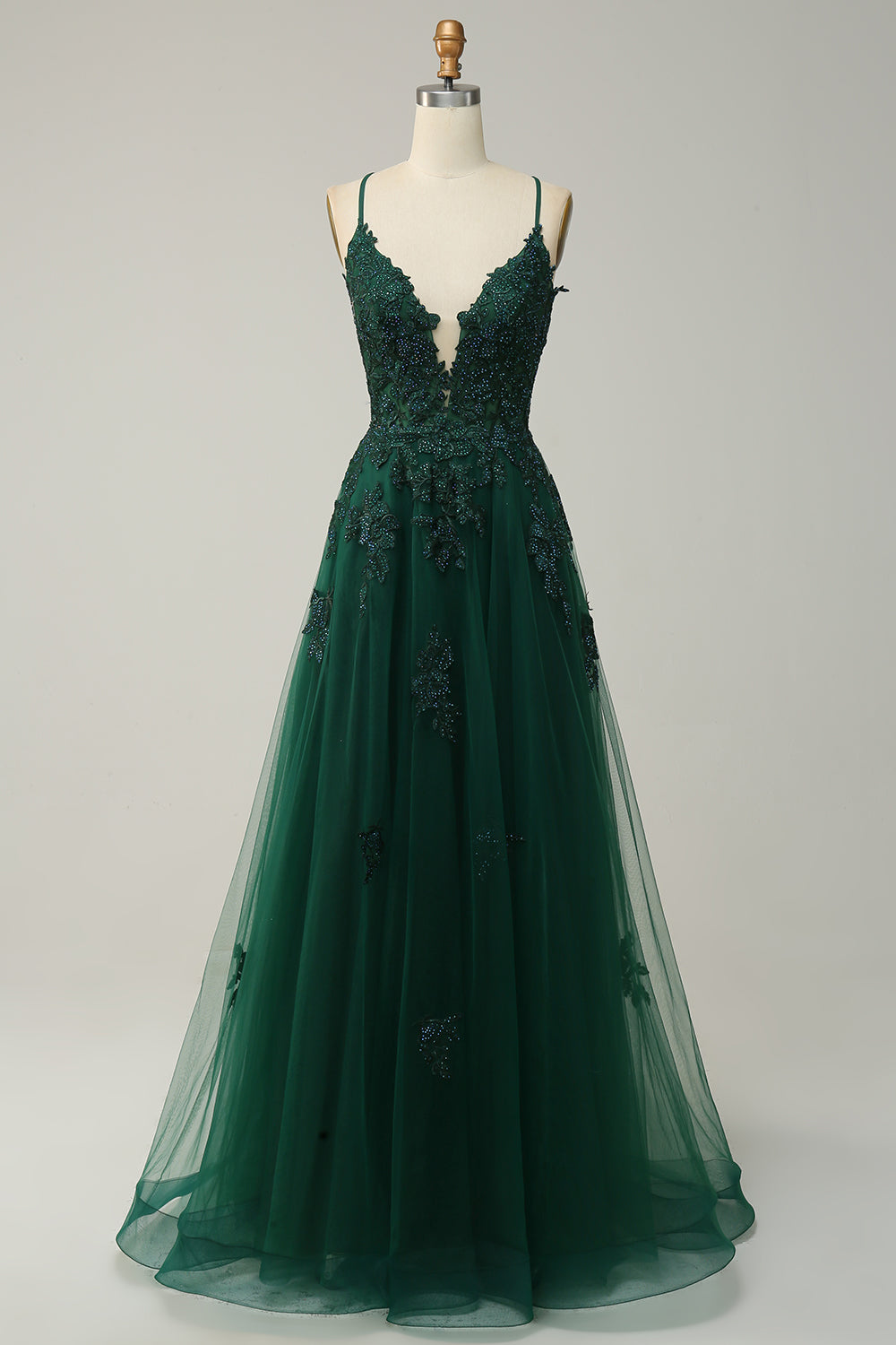 Women's A-Line Ball Gown Spaghetti Straps Lace - 
Fashinoza