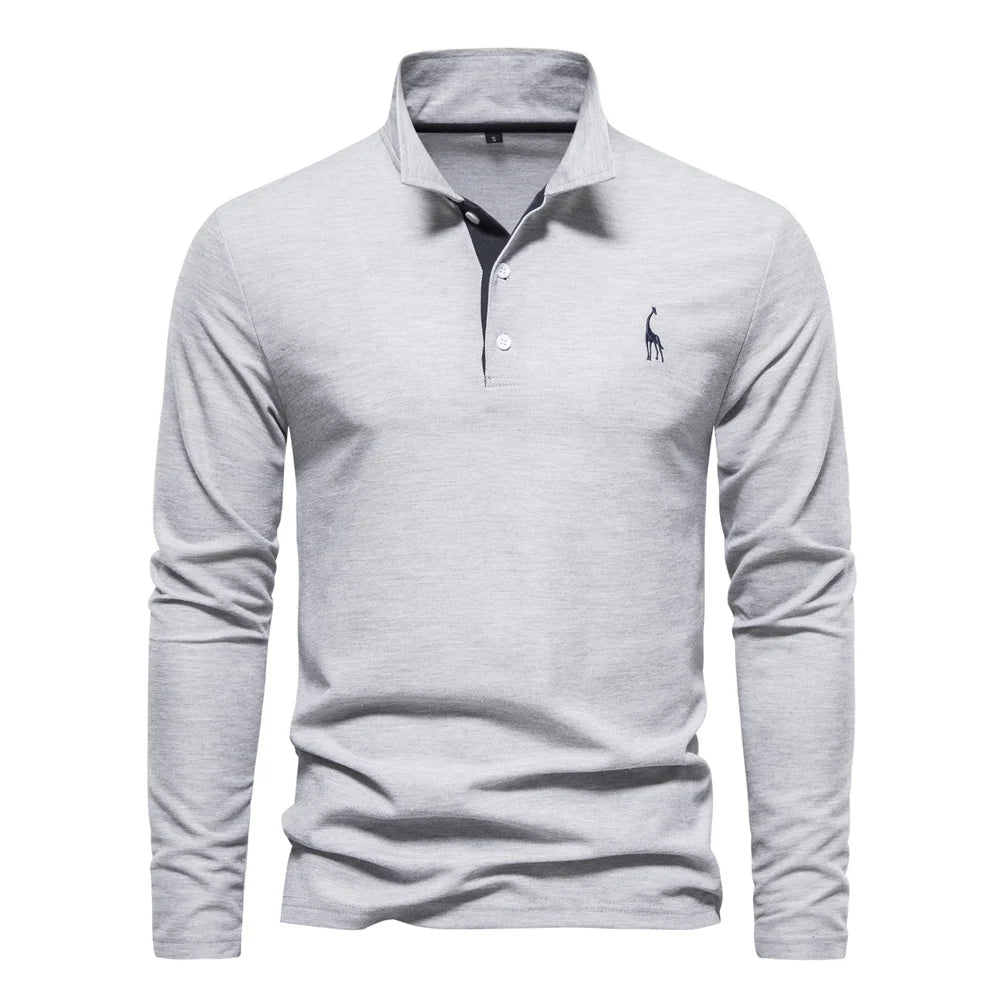 Men's Long Sleeve Polo Jumper Cotton Classic Collar Comfortable